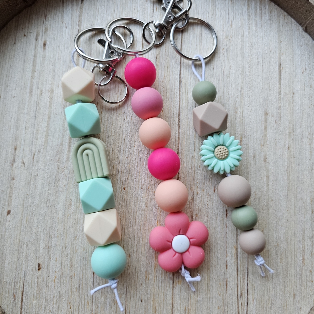 Colorful Silicone Bead Keychain Set for Kids